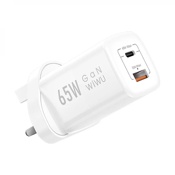 Wiwu Nano GaN 65W USB & USB-C White Charger / Charging Adapter