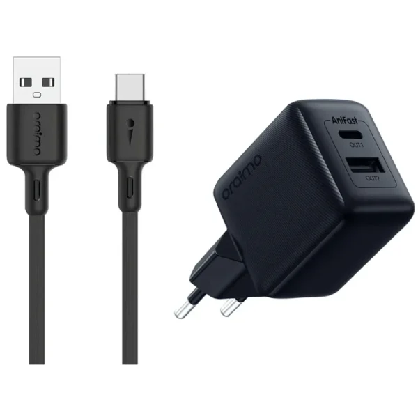 Oraimo Cannon 18D OCW-5183E+M53 Dual Port 18W Charger Adapter with Micro USB Cable